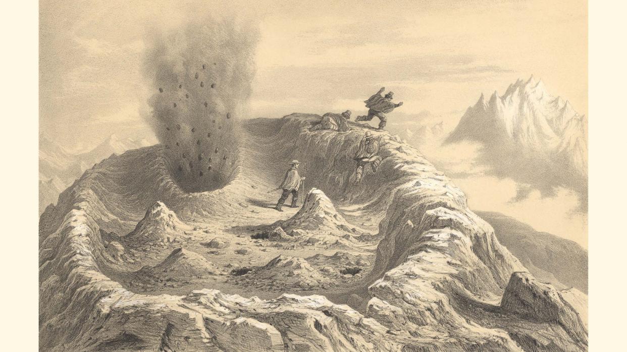 Visita al Volcán D´Antuco al momento de una erupción de gas (1 marzo 1839)