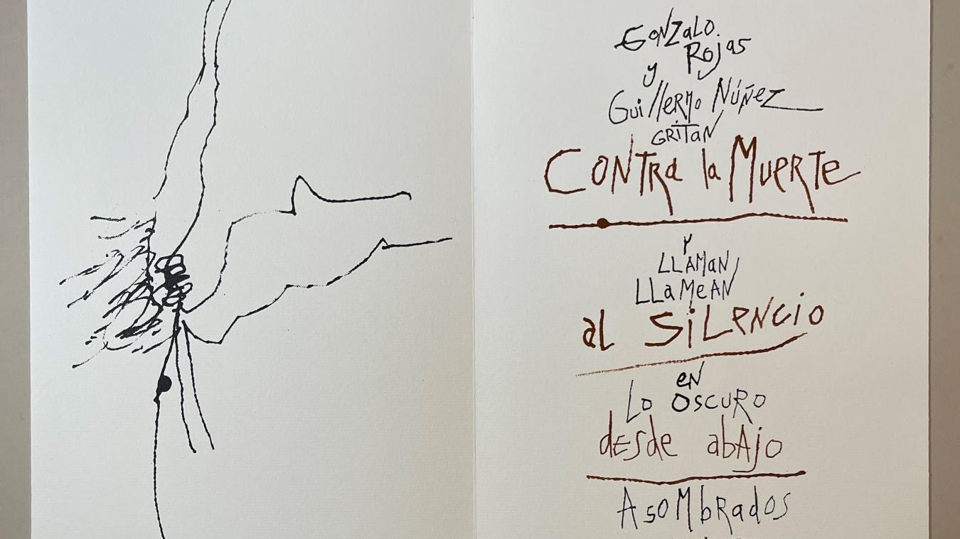 Contra la muerte. Guillermo Núñez y Gonzalo Rojas. Santiago, 2005–2006. Colección Archivo de Gráfica Chilena, Biblioteca Nacional.