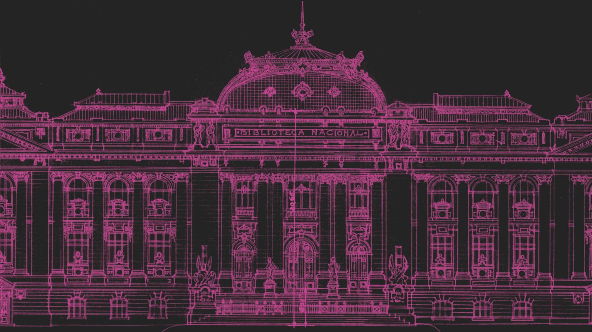Imagen: Detalle del plano de la fachada de la BN.