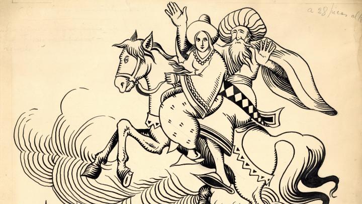 Ilustración de Fidelicio Atria para El Peneca. Archivo de Gráfica Chilena, Biblioteca Nacional.