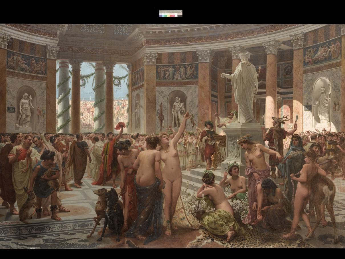 Catón en las fiestas florales de Roma. 1890.