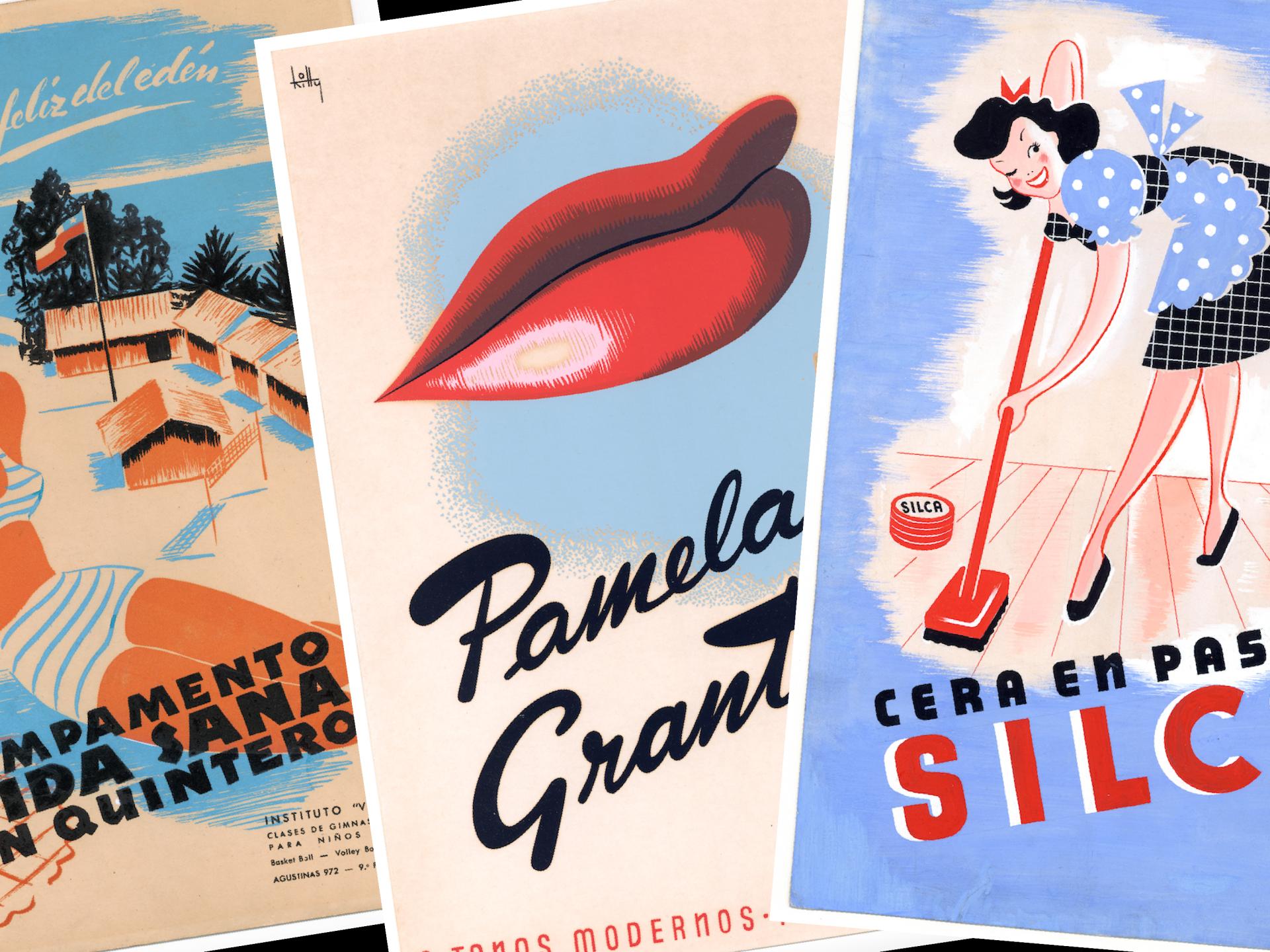 Algunos de los afiches creados por Kitty Goldmann que serán donados a la Biblioteca Nacional.