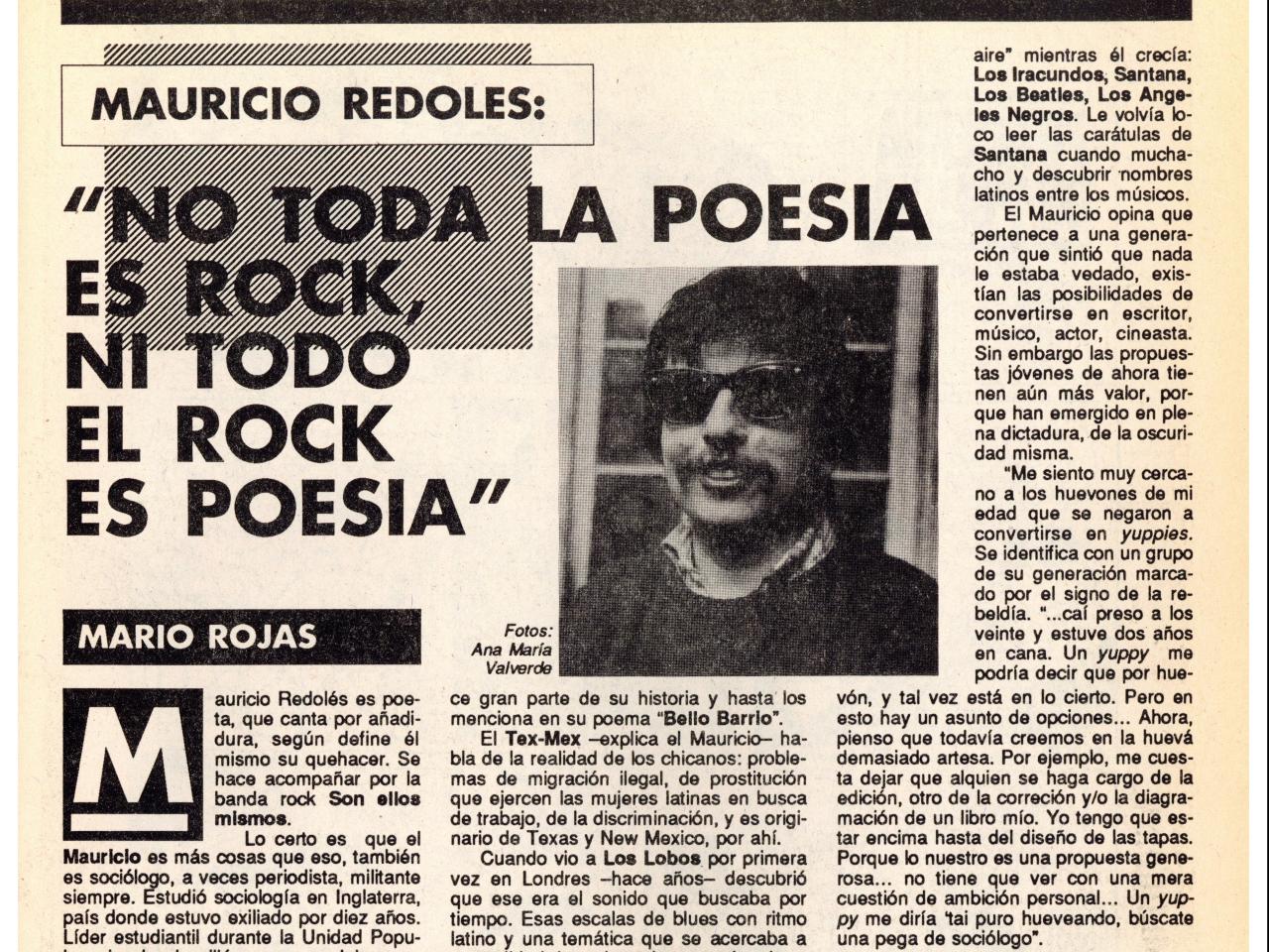 Mauricio Redolés (columna-entrevista por Mario rojas), nº18