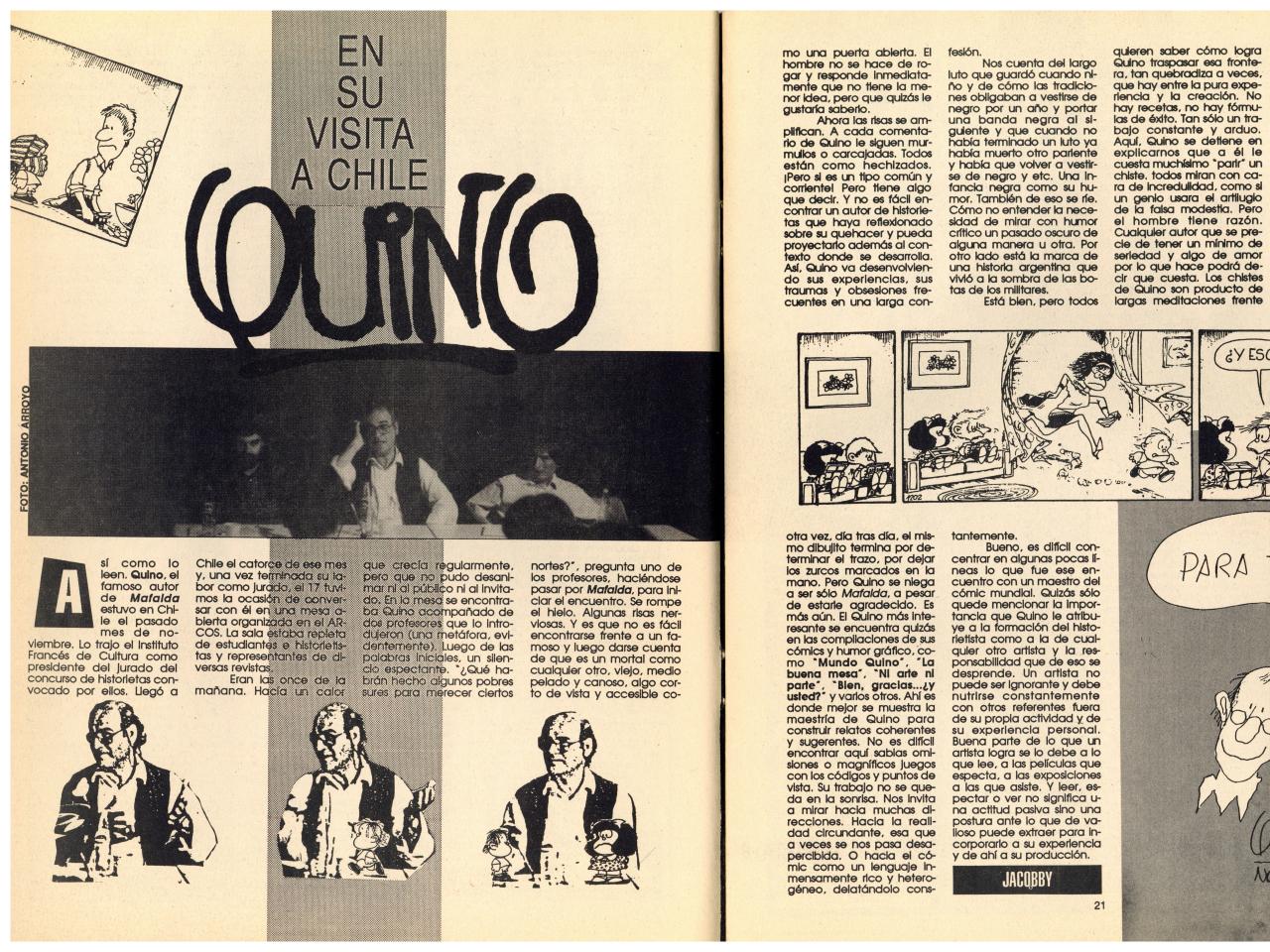 Quino, en su visita a Chile (columna-entrevista por Udok), nº20