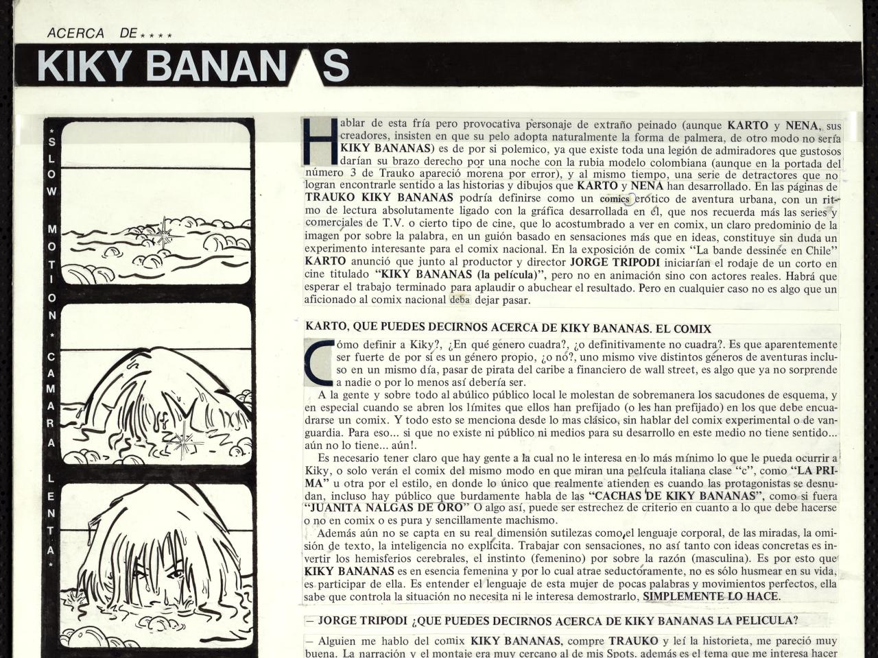 Acerca de Kiky Bananas. Revista Trauko n° 8, p. 60