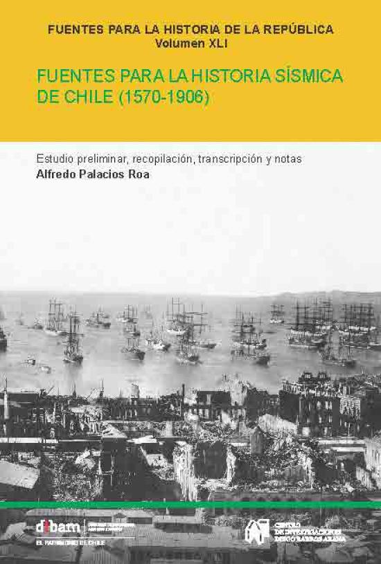 Tapa amarilla con fotografía de Valparaíso tras el terremoto de 1906