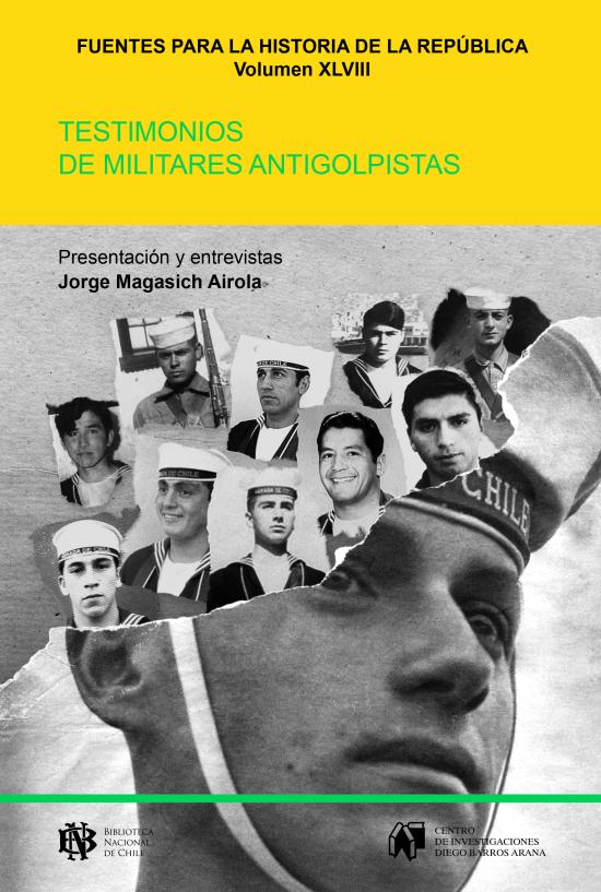 Tapa amarilla con composición de fotografías de cadetes de la Armada de Chile