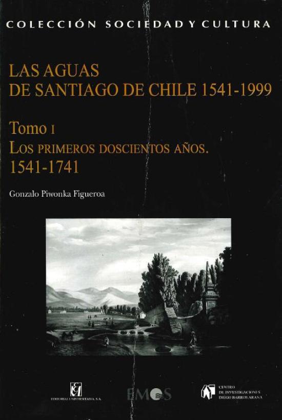 Tapa negra con imagen de Los Tajamares del Mapocho.