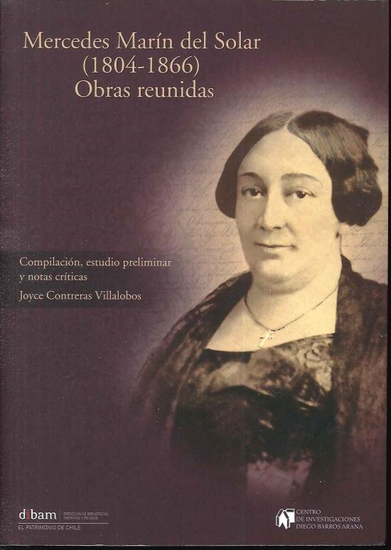 Mercedes Marín del Solar (1804-1866). Obras reunidas Tapa burdeo con título y fotografía de Mercedes Marìn