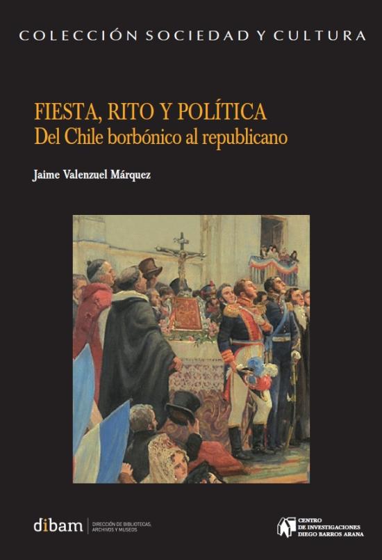 Fiesta, rito y política Tapa negra con detalle de "Jura de la Independencia en la Plaza de Armas de Santiago", Pedro Subercaseaux, 1945.
