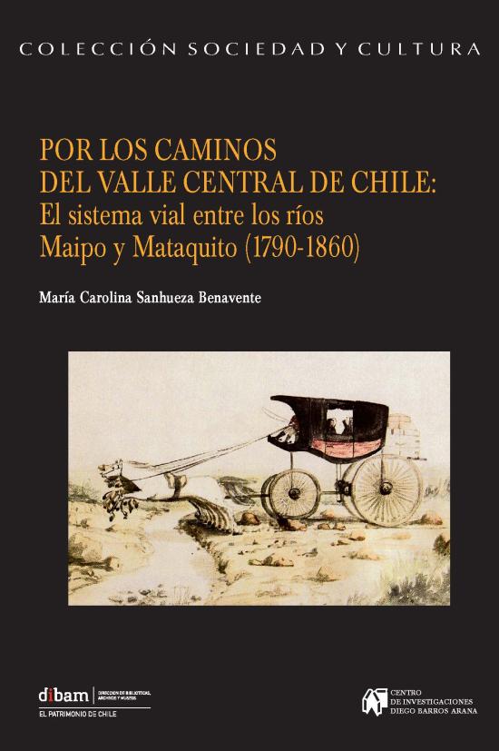 Tapa negra  con ilustración de Viaje a Chile, 1854
