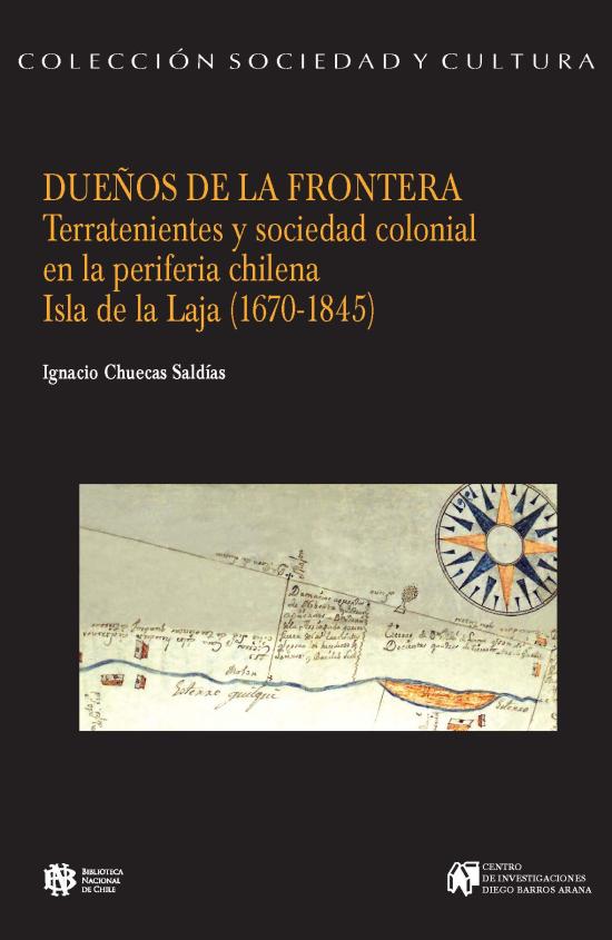 Tapa negra con imagen del diagrama de las propiedades de los Luna, Cid y Arriagada en Curamávida, Isla de la Laja