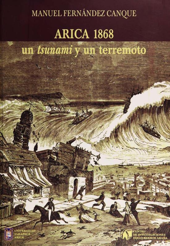 Tapa con imagen de una litografía alusiva al terremoto de 1868