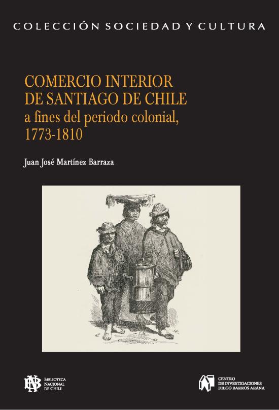 Portada negra con imagen tipo litografía de comerciantes coloniales 