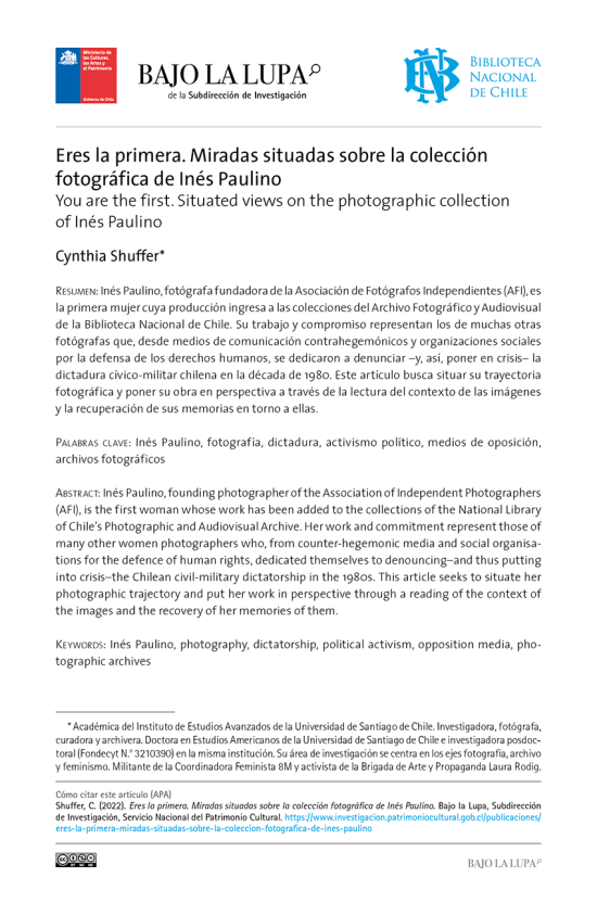 Eres la primera. Miradas situadas sobre la colección fotográfica de Inés Paulino. Eres la primera. Miradas situadas sobre la colección fotográfica de Inés Paulino.