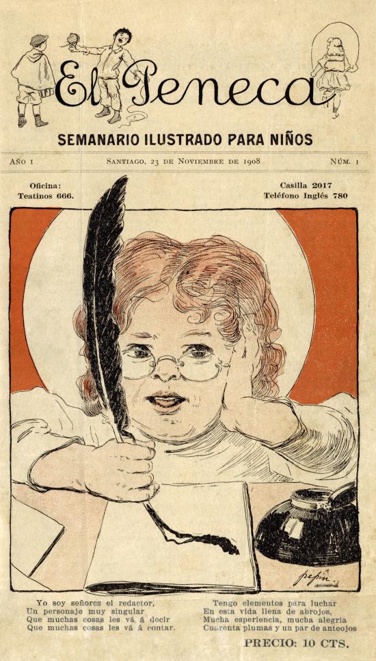 Portada El Peneca número 1, 23 noviembre 1908.