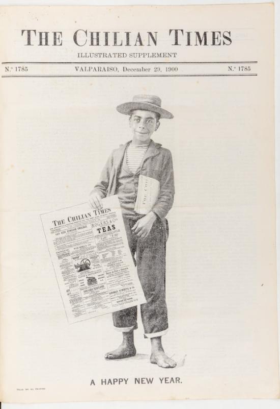 Portada de periódico The Chilian Times, Valparaíso, año 1900.