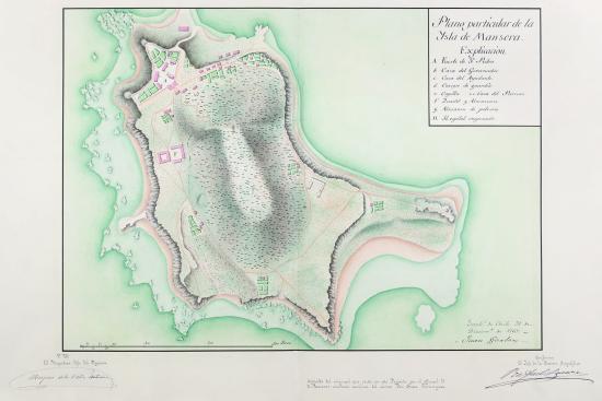 Garland, Juan, m. 1775. Plano particular de la Isla de Mansera, 1765 . Disponible en Mapas Patrimoniales, Memoria Chilena, Biblioteca Nacional de Chile.
