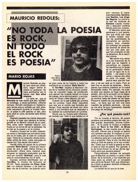 Mauricio Redolés (columna-entrevista por Mario rojas), nº18